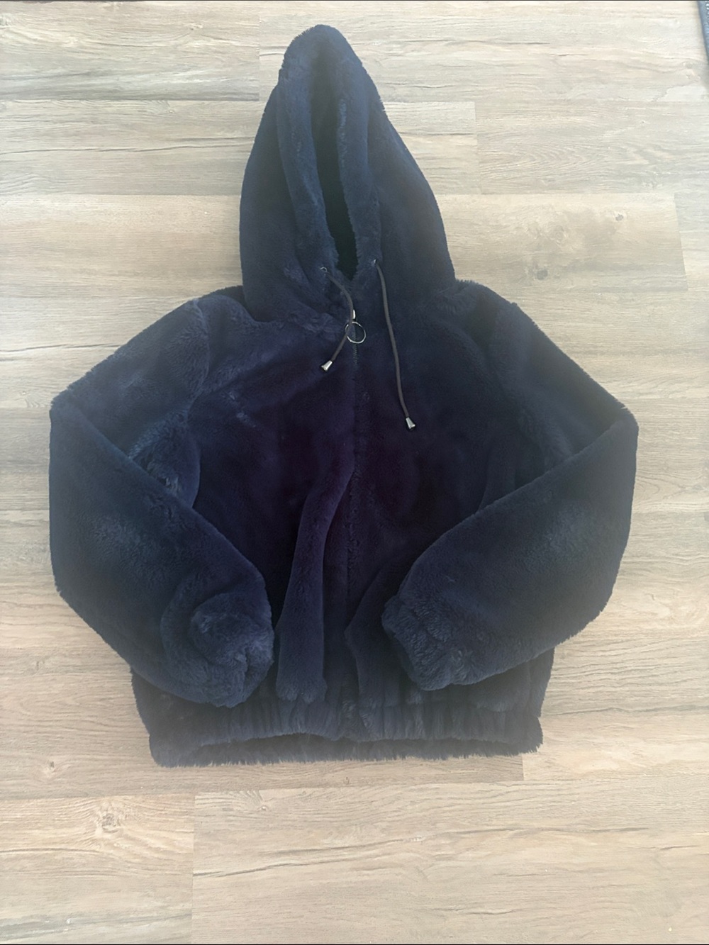 Guess Plush Hooded Puffer Jacket in Deep Navy
